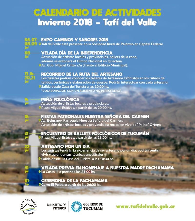 Vacaciones de invierno 2018 en Tafí del Valle